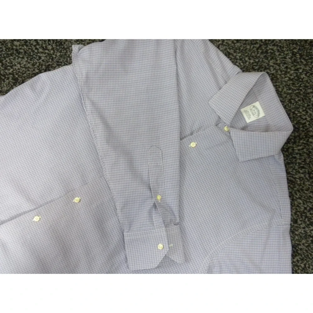 Brooks Brothers Dress Shirt Mens 16-33 XL Purple‎ Button Front Non Iron Supima